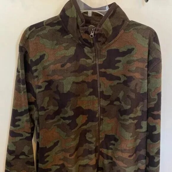 SONOMA MEN'S ARCTIC FLEECE FULL ZIP-UP JACKET GREEN CAMO CAMOUFLAGE NEW $50 - Picture 3 of 4